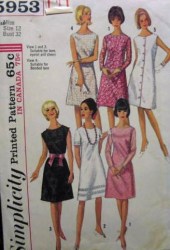 5953 SIMPLICITY 1965 CHIC A-DRESS SLEEVES OR NOT PATTERN 12,10